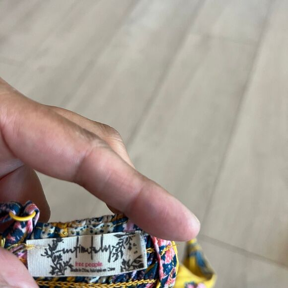 Free People Through The Vine Maxi Slip Dress Gold Floral Maize Combo Sz S - Picture 5 of 8